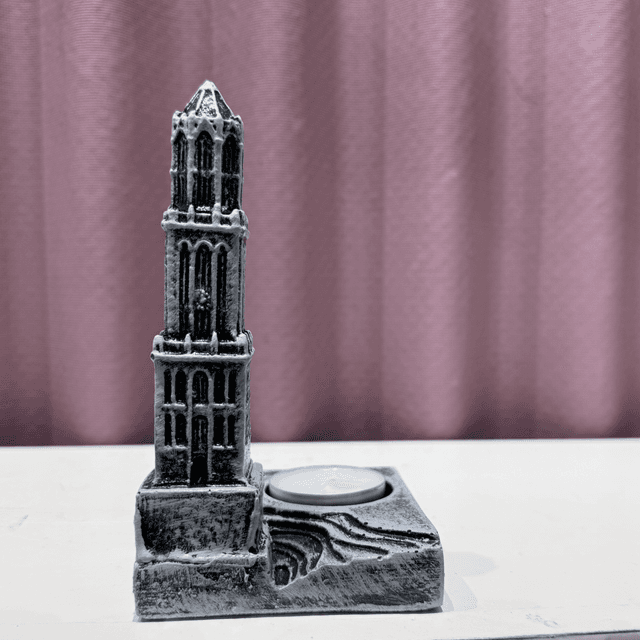 Domtoren waxinelichthouder (kleur grijs)