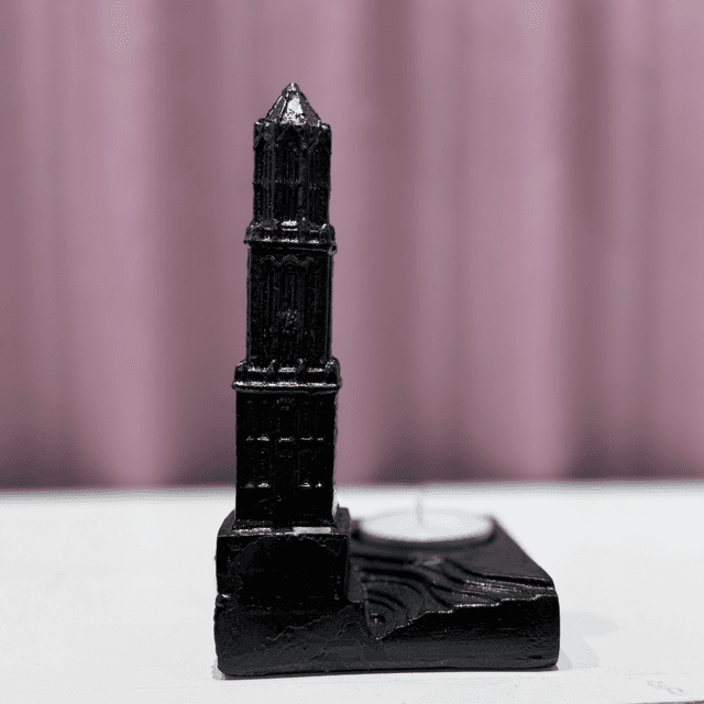 Domtoren waxinelichthouder (kleur zwart)