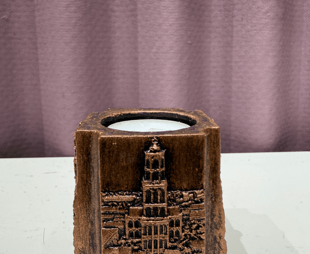 Domtoren waxinelichthouder vierkant (brons)
