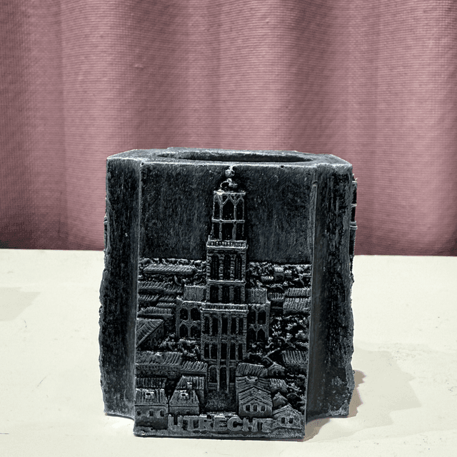 Domtoren waxinelichthouder rond (donker grijs)